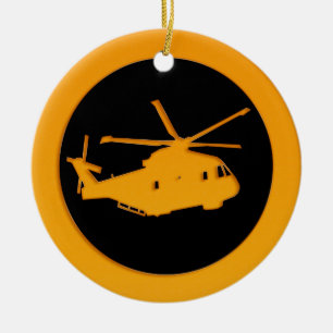 Gold Helicopter Ceramic Tree Decoration