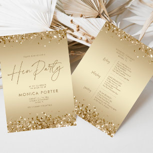 Gold Hen Party Itinerary, Bachelorette Weekend Invitation