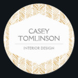 GOLD HERRINGBONE / CHEVRON ARTWORK Stickers<br><div class="desc">Coordinates with the GOLD HERRINGBONE / CHEVRON ARTWORK Business Card Template by 1201AM. A watercolor herringbone pattern becomes a beautiful background on these personalised stickers. The white emblem holds your name or company name in an elegant fashion. Great to use for sealing envelopes, to add your brand onto packages, or...</div>