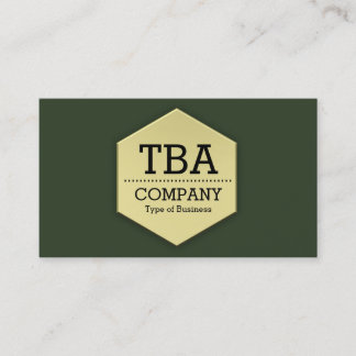 Gold Hexagon - Hunter Green Business Card