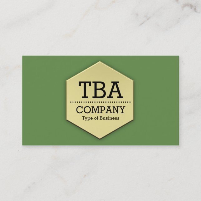 Gold Hexagon - Moss Green Business Card (Front)
