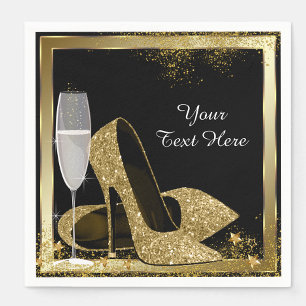 Gold High Heel Birthday Party Napkin
