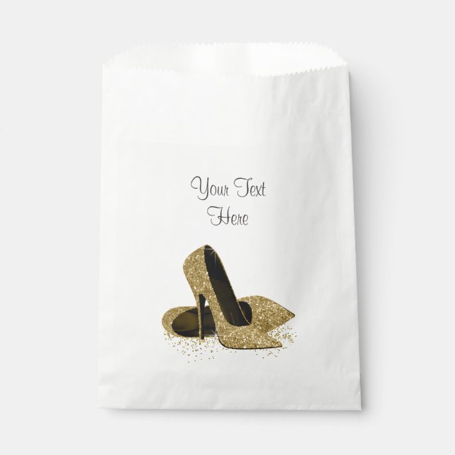 Gold High Heel Shoe Birthday Party Favour Bags (Front)