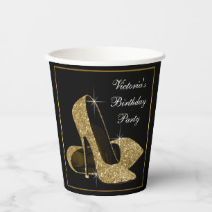 Gold High Heel Shoe Birthday Party Paper Cups