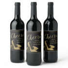Gold High Heel Shoe Cheers Wine Bottle Labels