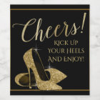 Gold High Heel Shoe Cheers Wine Bottle Labels
