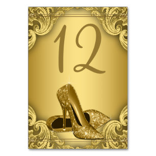 Gold High Heel Shoe Table Number