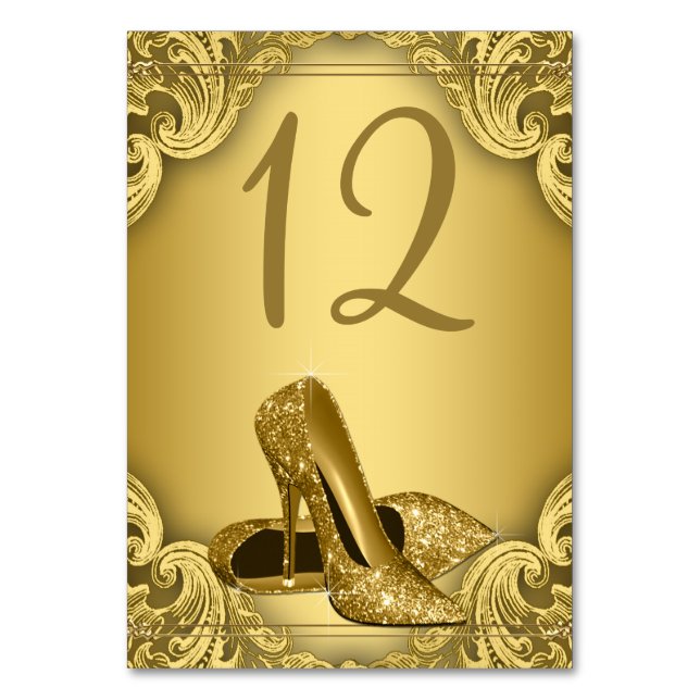 Gold High Heel Shoe Table Number (Front)