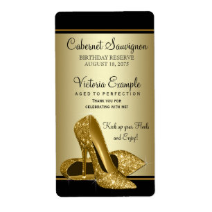 Gold High Heel Shoe Womans Wine Bottle Labels