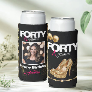 Gold High Heels Elegant 40 & Fabulous Birthday Seltzer Can Cooler