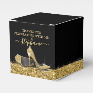 Gold High Heels Glitter Glam Birthday Party Favour Box