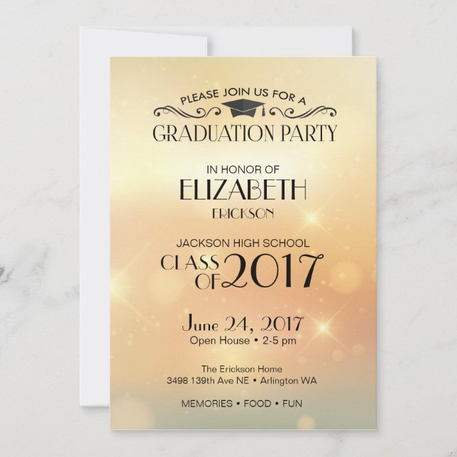 Gold High School Graduation Party Invitation (Front)