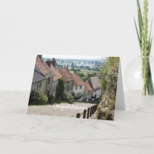 Gold Hill, Shaftesbury, Dorset, England- Birthday Card
