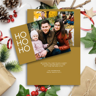 Gold "HO HO HO" Holiday Card