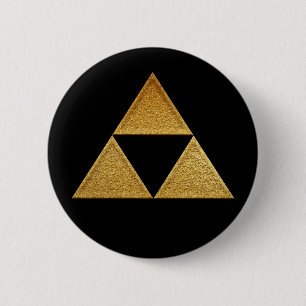Gold Hojo Mitsu Uroko Kamon 6 Cm Round Badge