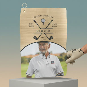 Gold Hole In One Golfer Photo Golf Towel