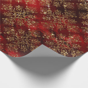 Gold Holiday Christmas Sparkle Damask Elegant Wrapping Paper