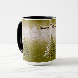 Gold Holiday Christmas Tree Mug