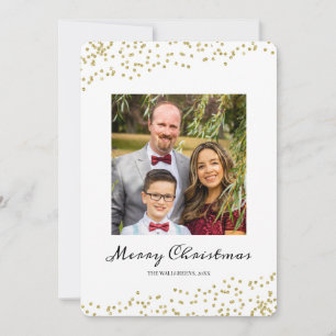 Gold Holiday Sparkle Confetti Photo Collage Xmas Card