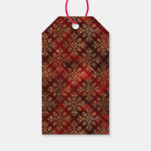 Gold Holiday Sparkle Elegant Damask Gift Tags