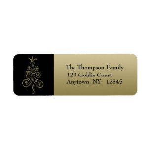 Gold Holiday Tree Address Label