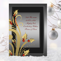 Gold Holly Christian Christmas Cards