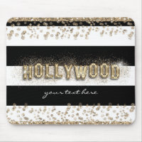 Gold Hollywood Black & White Stripes Mouse Pad