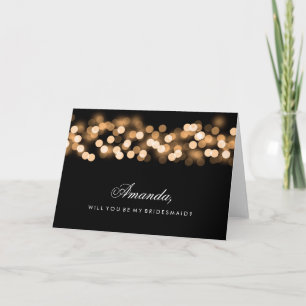 Gold Hollywood Glam Be My Bridesmaid Invitation