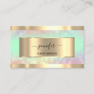 Gold Holograph Nail Salon Mint Hairdresser OMBRÉ Business Card