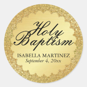 Gold Holy Baptism Sacrament Catholic Sticker Seal