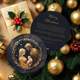 Gold Holy Family Nativity Exquisite Christmas  Holiday Card