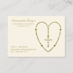 Gold Holy Rosary Crucifix Religious Business Card