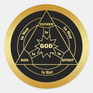 GOLD HOLY TRINITY SHIELD CLASSIC ROUND STICKER