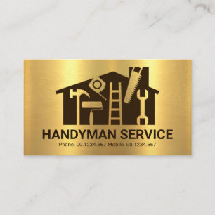 Gold Home Handyman Tools Building Business Card