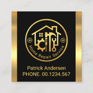 Gold Home Handyman Tools Circle Board Square Business Card