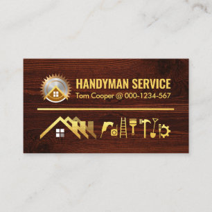 Gold Home Handyman Tools On Timber Business Card