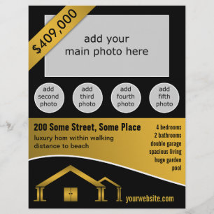 Gold Home Icon For Sale Real Estate Agent Flyers