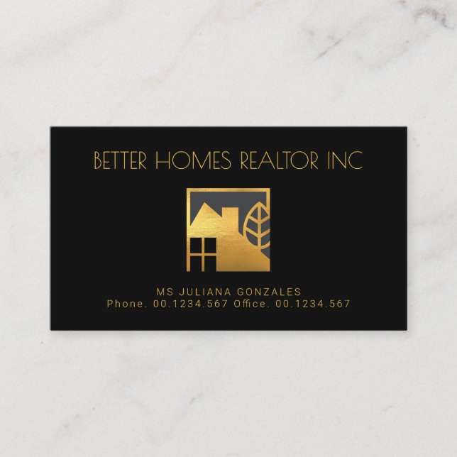 Gold Home Landscape Silhouette Property Manager Business Card (Front)