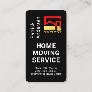 Gold Home Movers Truck On Black Layer Business Card