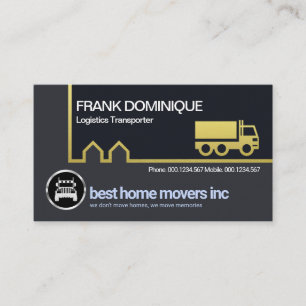 Gold Home Moving Border Line Transportation Driver Business Card