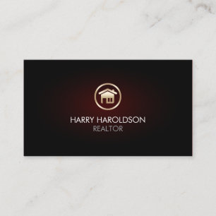 Gold Home Remodeling House Icon Business Card