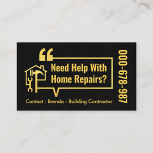 Gold Home Repair Bubble Speech Business Card