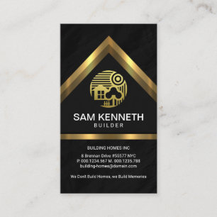 Gold Home Rooftop Granite Building Construction Business Card