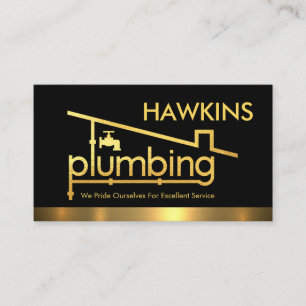 Gold Home Rooftop Plumbing Pipeline Plumber Repair Business Card