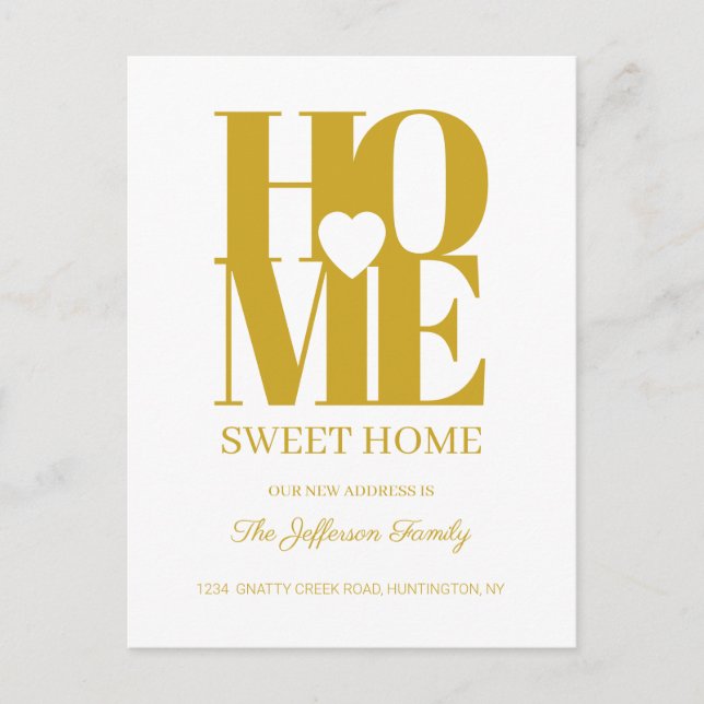 Gold Home Sweet Home Moving Announcement Postcard (Front)