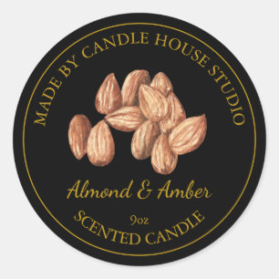 Gold Homemade Almond Candle Label Black