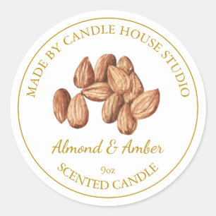 Gold Homemade Almond Candle Label   White