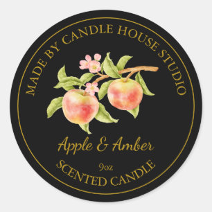 Gold Homemade Apple Candle Label   Black