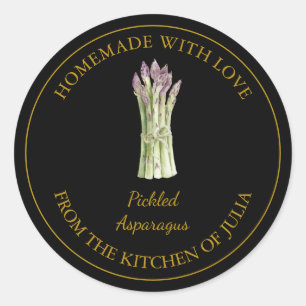 Gold Homemade Asparagus Pickle Label Black