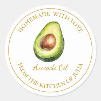 Gold Homemade Avocado Oil Label | White